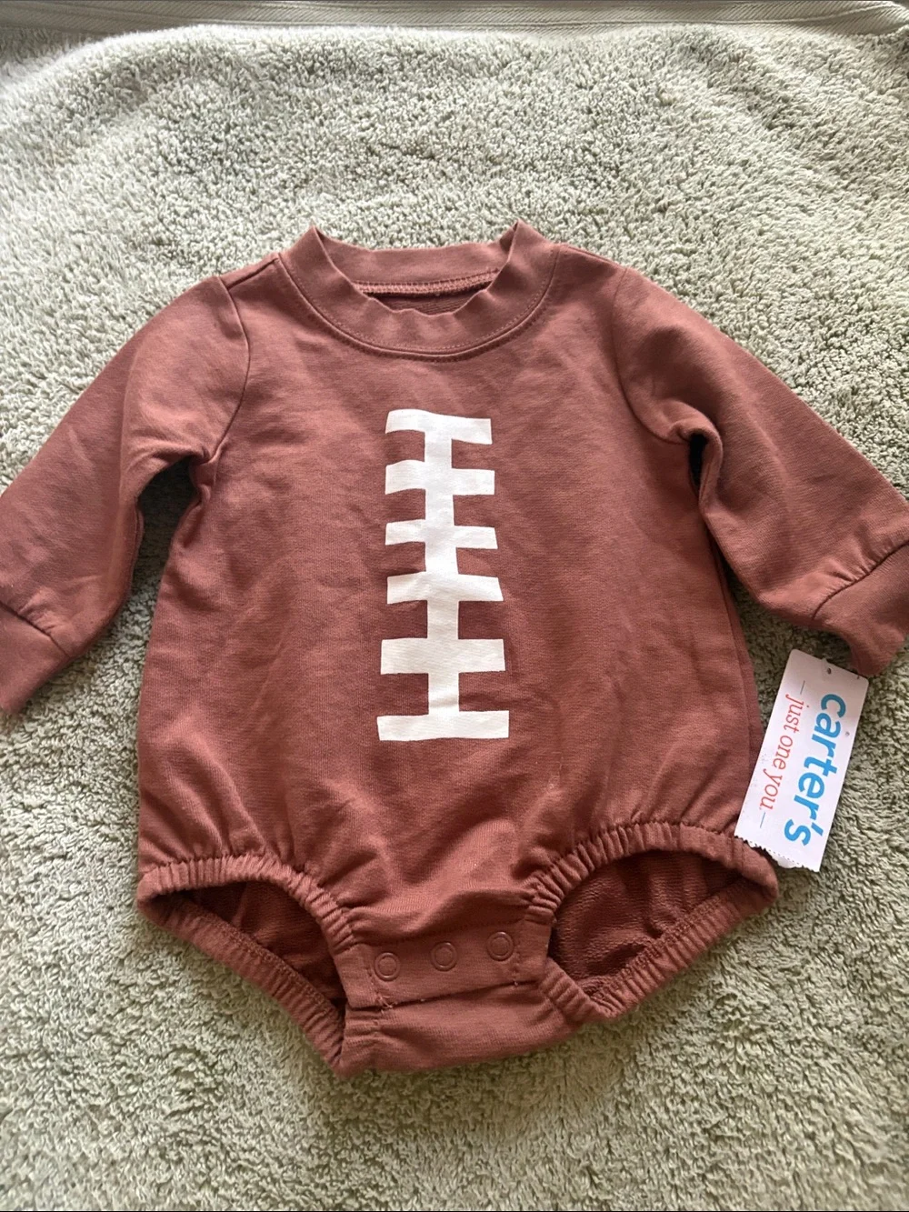 NWT Carters Rust Football Graphic Long-Sleeve Baby One-Piece 3month